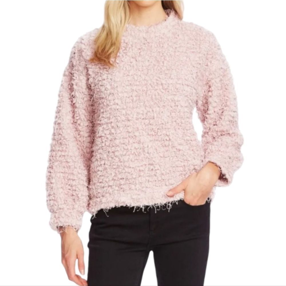 Vince Camuto Teddy Knit Pink Textured Mock Neck Sweater